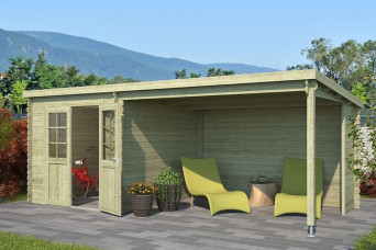  Outdoor Life Products | Tuinhuis met Overkapping Sunniva 570 x 275 | Geïmpregneerd | Olijfgroen 260856-31